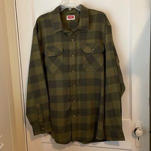 Wrangler Western Shirt Cloud Flannel Sz XL HUNTER green Plaid NEW